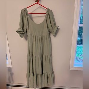 Tiered sage green maxi dress-great maternity